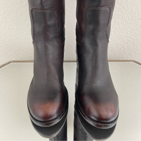 PATRICIA NASH Dark Brown Red Leather Loretta Tall Knee High Riding Heeled Boots - Picture 12 of 16
